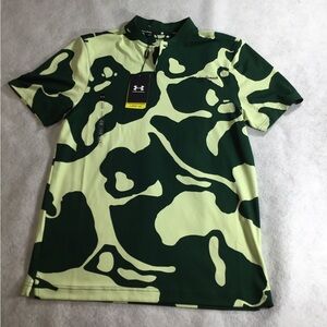 Under Armour Men's Green and Cream Camo PoloSZ S #384